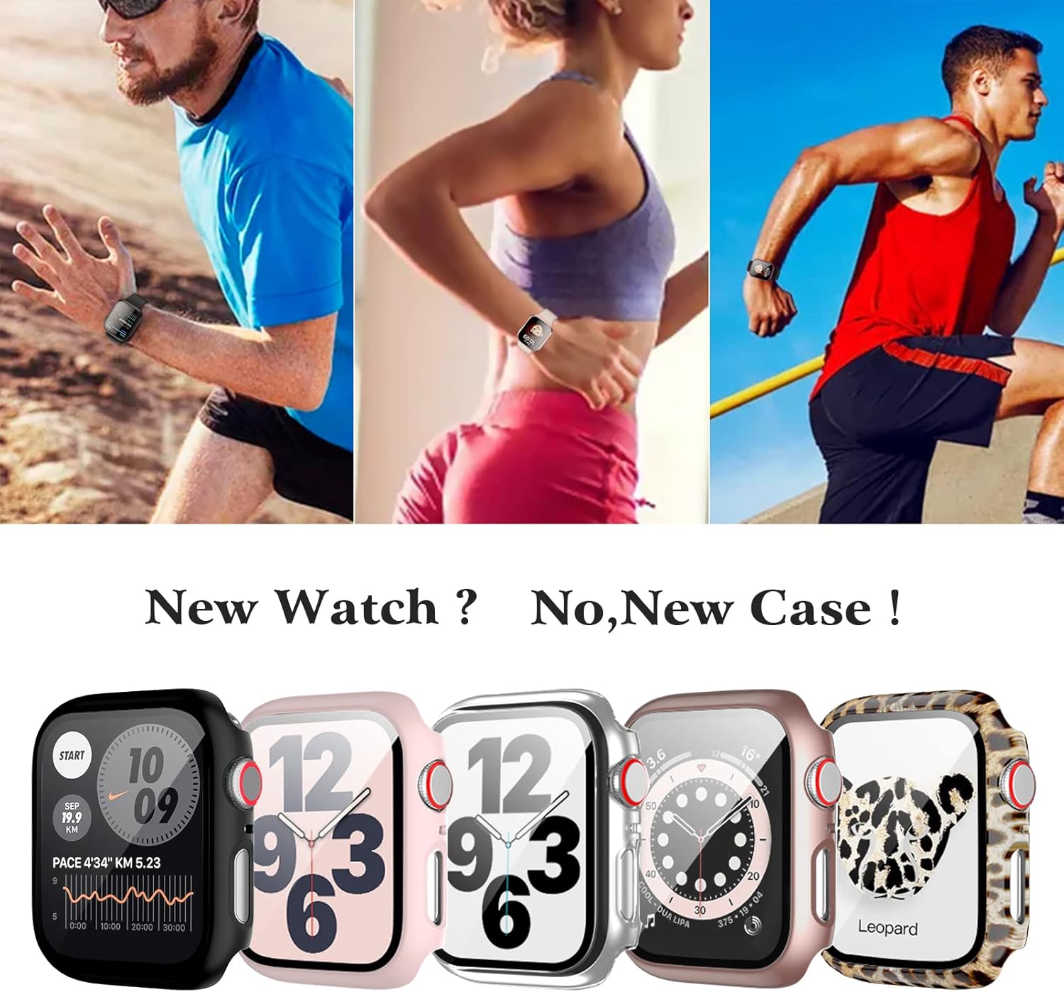 Paquete de 5 fundas con protector de pantalla de vidrio templado para Apple Watch SE Series 654 2022 de 1.575 pulgadas, JZK Hard PC HD, cubierta