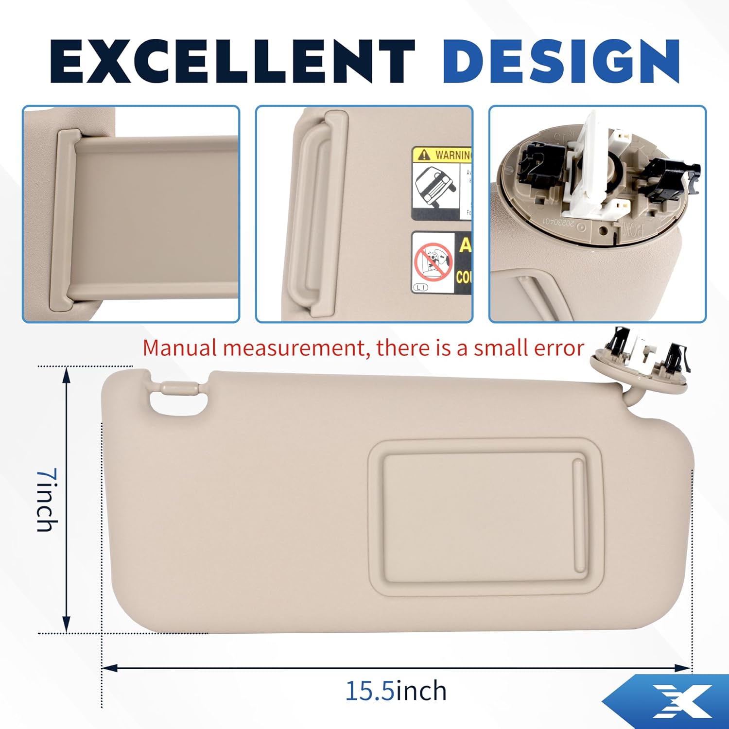 Parasol para el lado del pasajero para Toyota RAV4 2006-2013, color beige con espejo y luz de tocador, repuesto # 74310-42452-B2,74310-42452-A1