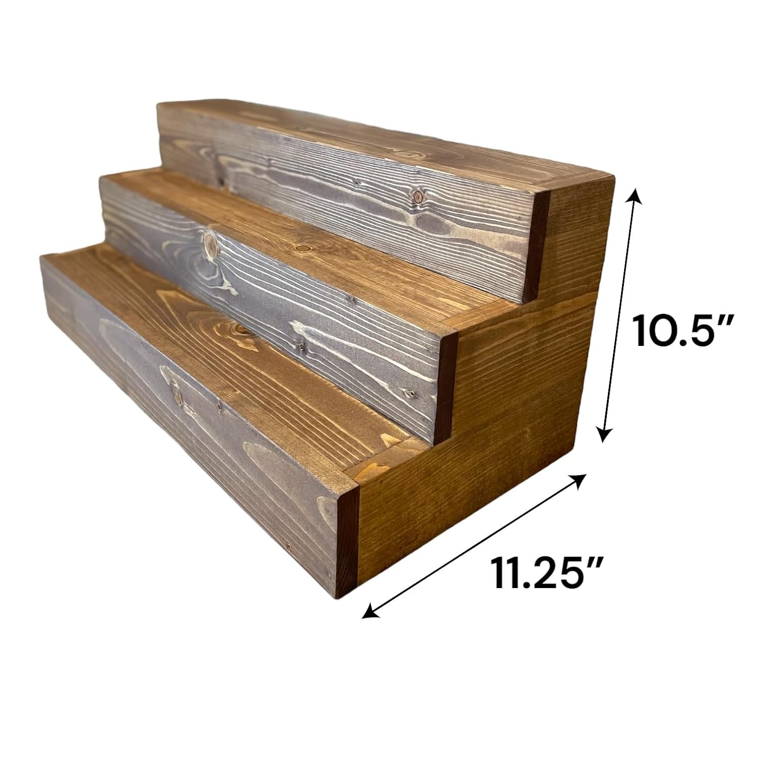 Handmade Tiered Display Shelving – Three Tier Bar Display – Bar Organizer – Liquor Bottle Display (18″ with Back, Black)