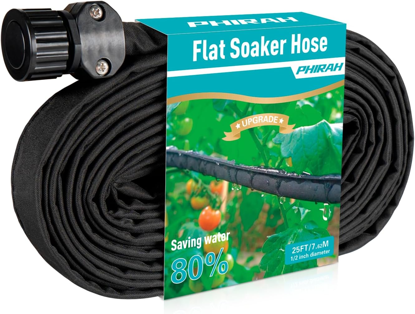 Flat Soaker Hose for Garden Bed,25 50 75ft 50ft*2 12″ Linkable Consistent Drip Irrigation Hose Save 80% Water Leakproof Heavy Duty Double Layer
