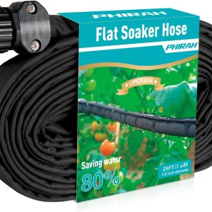Flat Soaker Hose for Garden Bed,25 50 75ft 50ft*2 12″ Linkable Consistent Drip Irrigation Hose Save 80% Water Leakproof Heavy Duty Double Layer Flat Soaker Hose for Garden Bed,25 50 75ft 50ft*2 12″ Linkable Consistent Drip Irrigation Hose Save 80% Water Leakproof Heavy Duty Double Layer