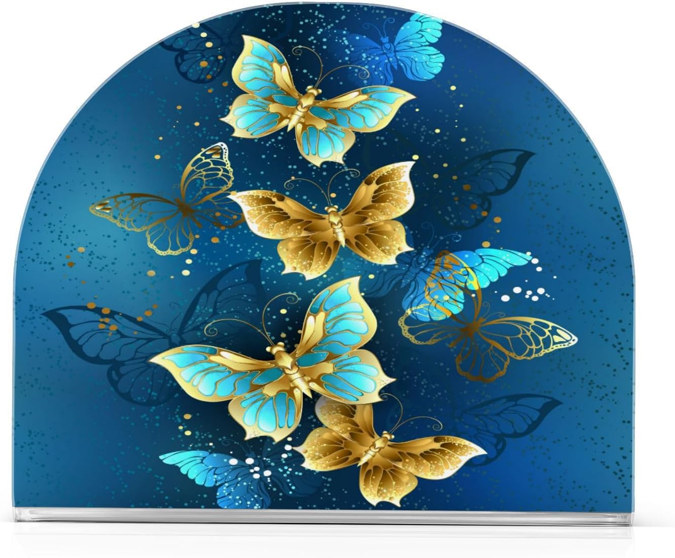 Kcldeci Holder Crystal Clear Acrylic Napkin Holders for Tables,Golden Butterfly Clear Paper Napkin Holder Stand Tabletop Freestanding Tissue Box