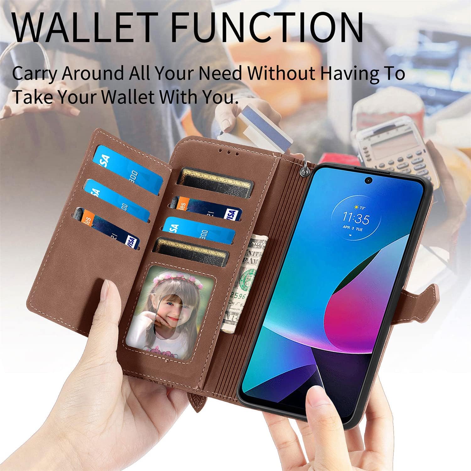 Funda tipo cartera para Xiaomi Poco X3X3 NFCX3 Pro, correa de muñeca de piel sintética de lujo con cremallera y soporte para tarjeta de crédito,