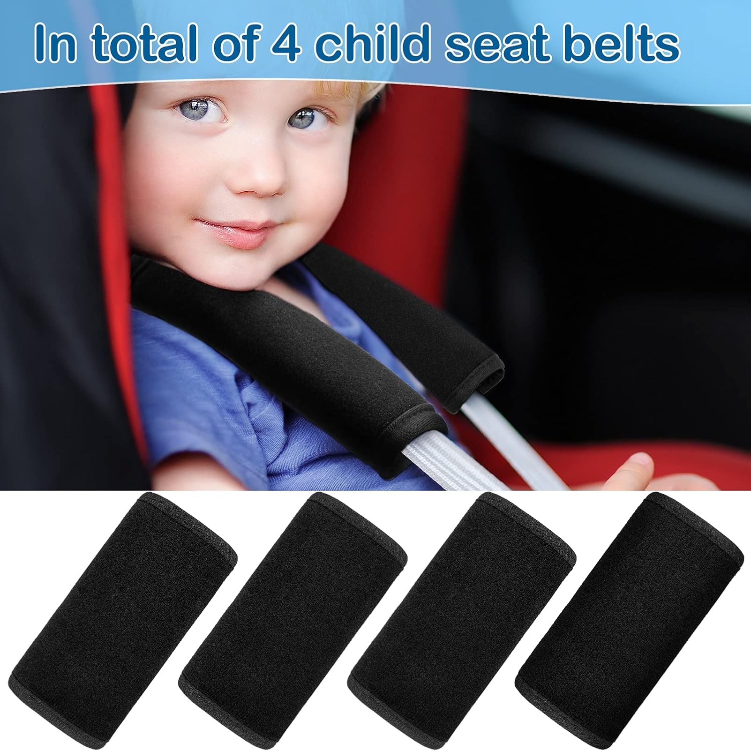 4 fundas para cinturón de seguridad de automóvil para bebé, correas de asiento de automóvil, almohadillas de hombro para niños, fundas de correa de