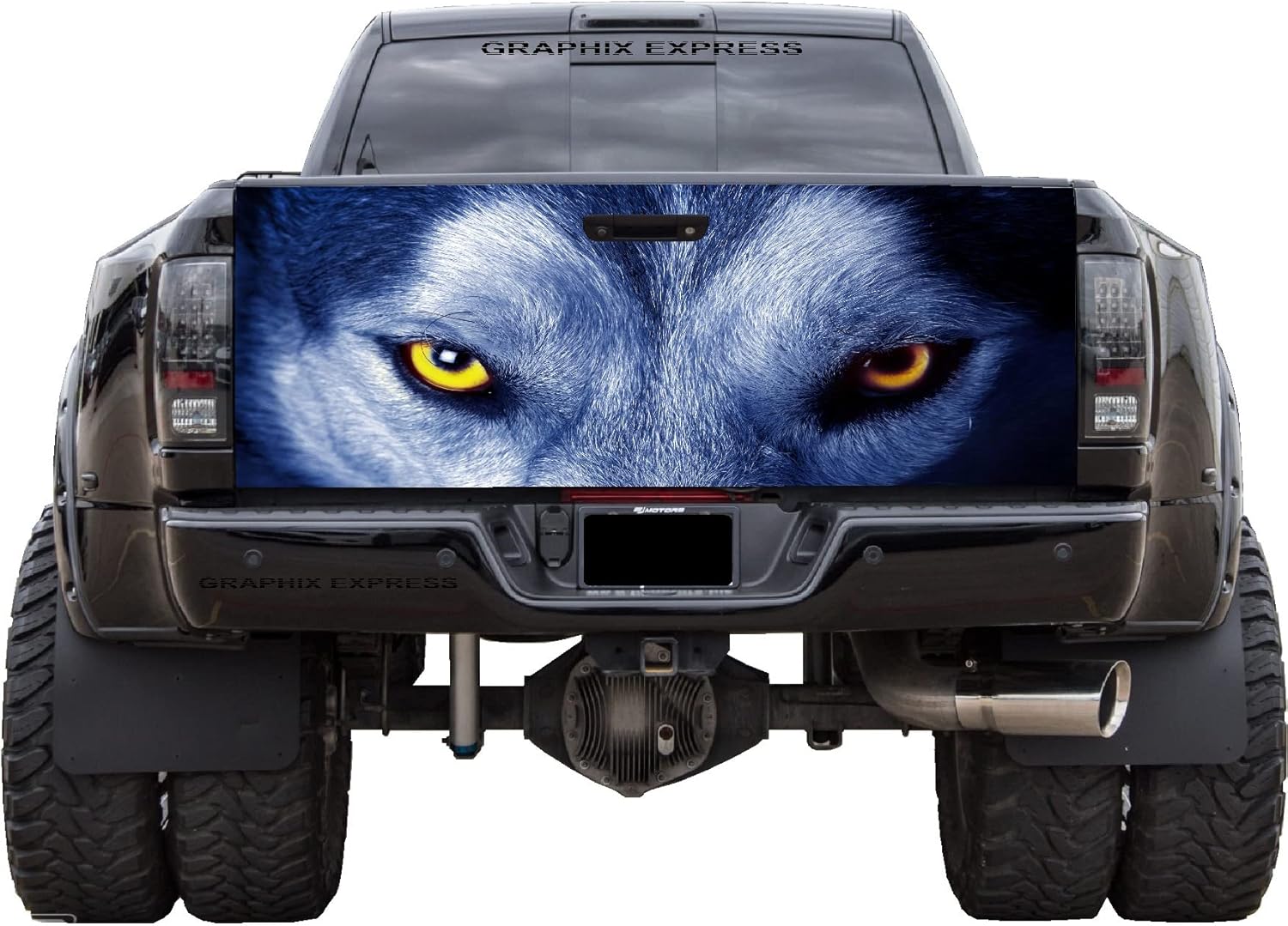 GRAPHIX EXPRESS Calcomanía para puerta trasera de camioneta (T299 Wolf) para puerta trasera, calcomanías para camionetas, calcomanías gráficas para