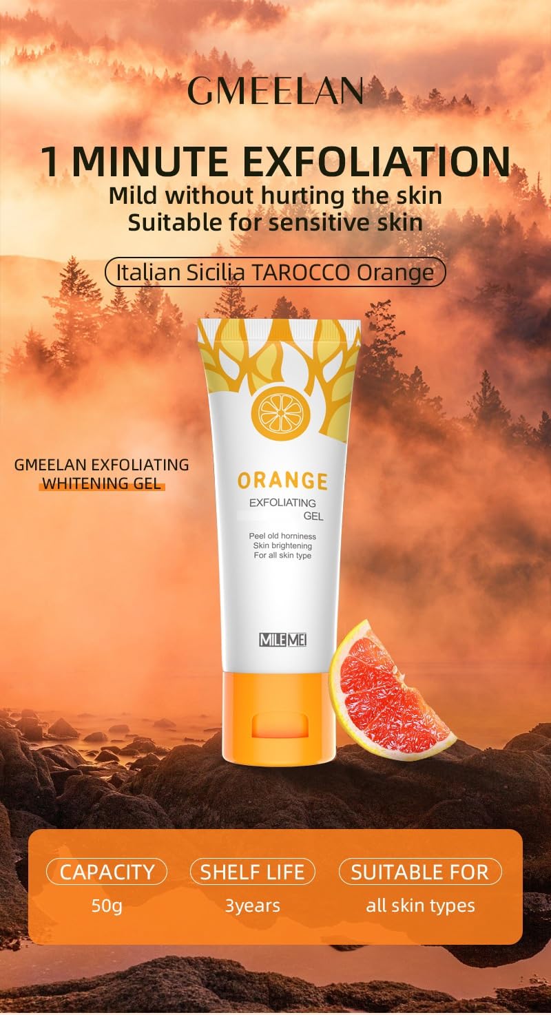 2 unidades de gel exfoliante de naranja, gel exfoliante para la piel de la cara y el cuerpo, exfoliante facial hidratante de limpieza profunda.