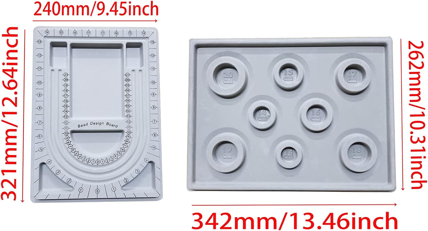 GWYAN Tablero de diseño de cuentas para collares, 2 piezas, bandeja de almacenamiento de joyas para collares, pulseras y fabricación de joyas