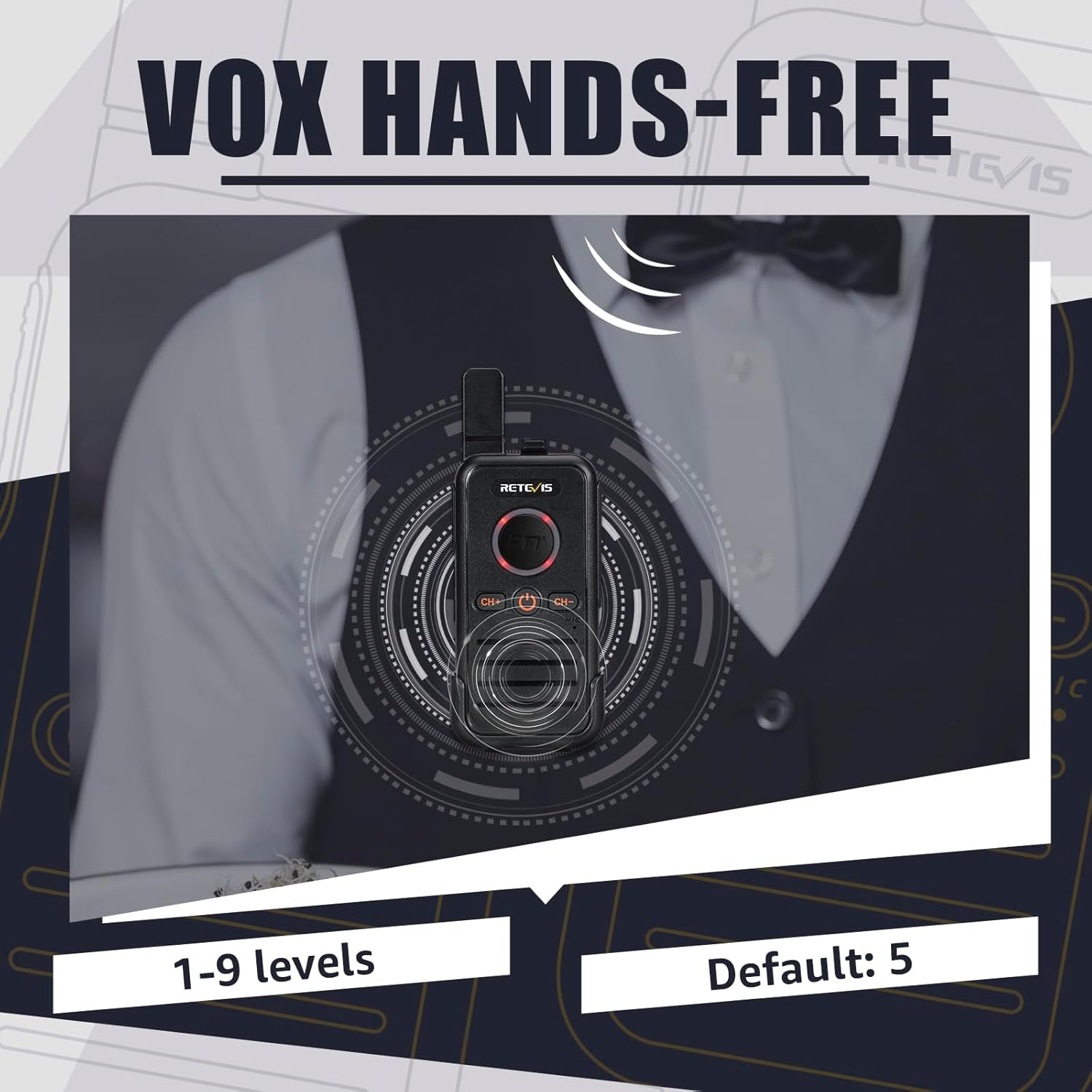 Retevis RB45 Radios de 2 vías, radios portátiles FRS bidireccionales, PTT dual, alarma de emergencia, VOX, USB-C, radio de mano de 2 vías recargable