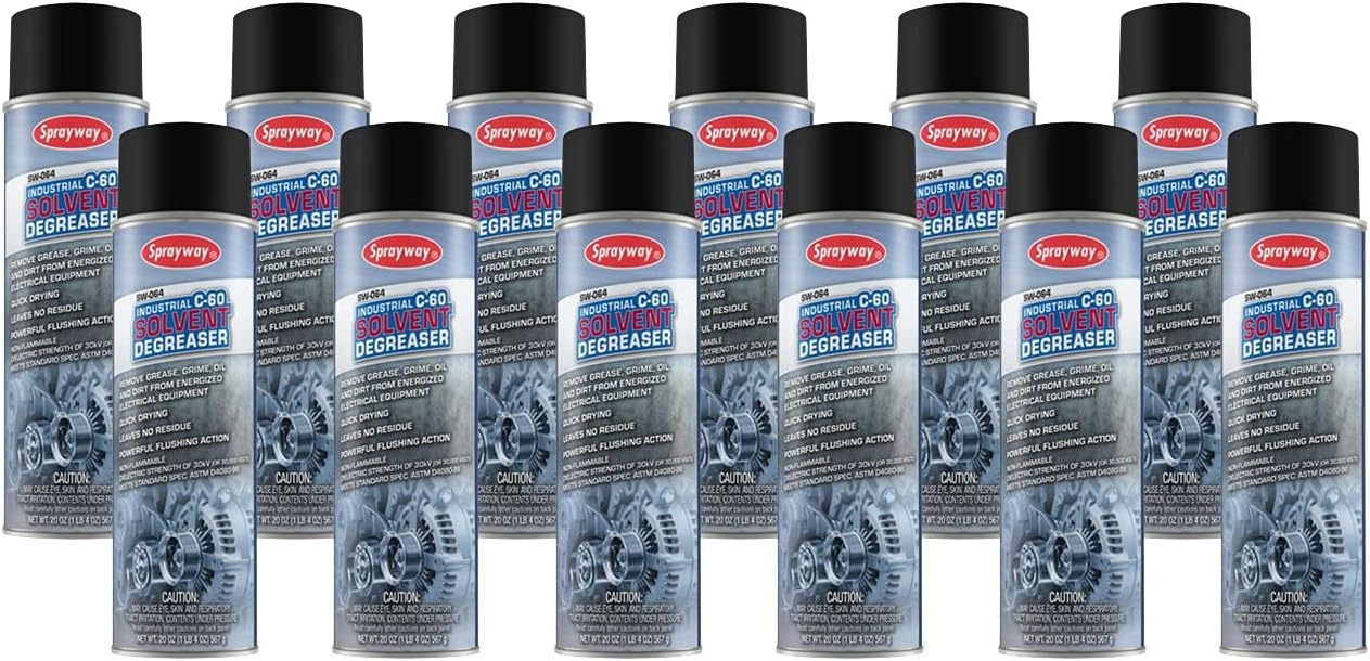 Sprayway C-60 Desengrasante solvente, caja de 12 latas (20 oz) (SW064)