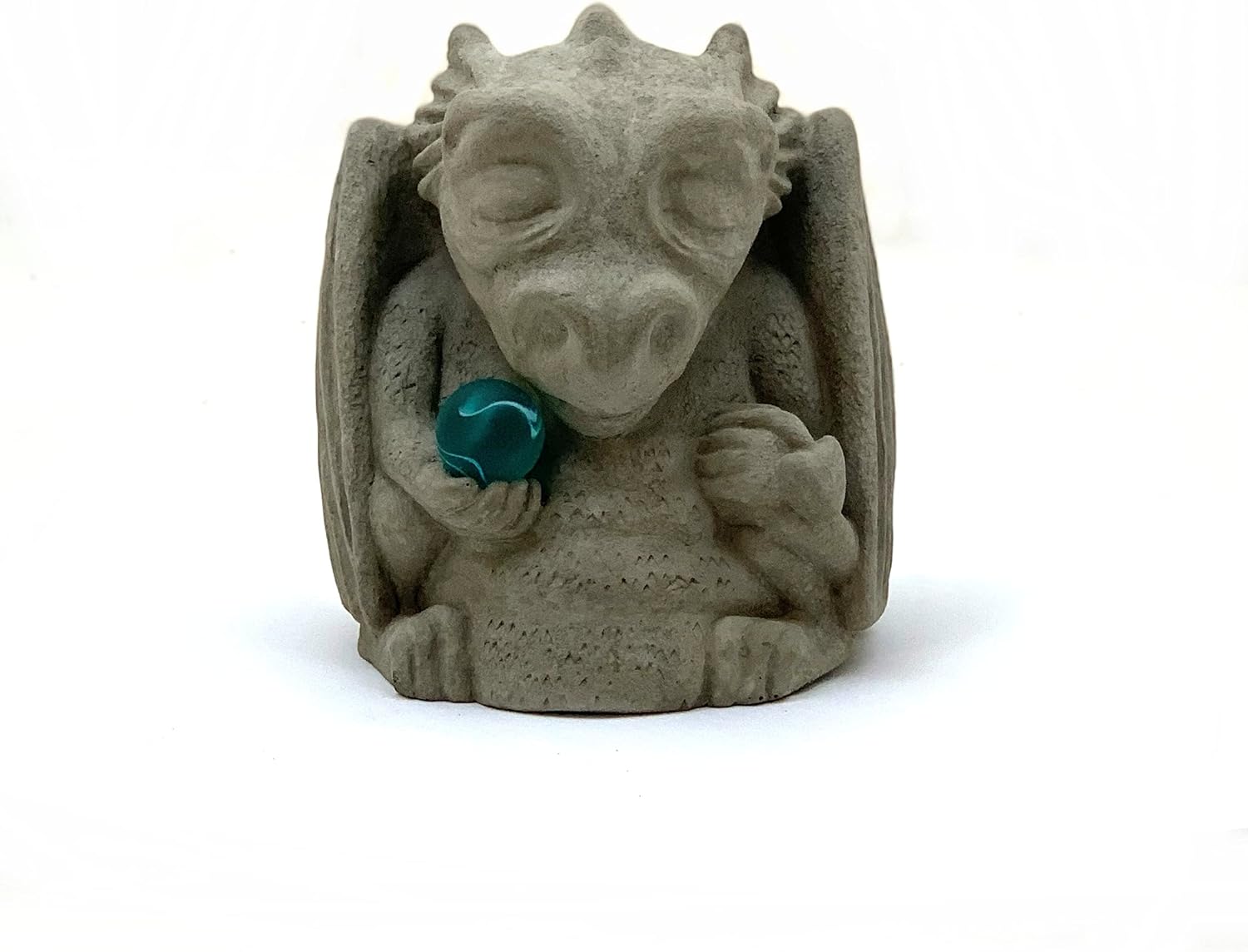 Dragón de Buda meditador con esfera zen piedra sólida y duradera. Perfecto para el hogar, jardín o regalo. Sellado para uso en exteriores. Hecho a