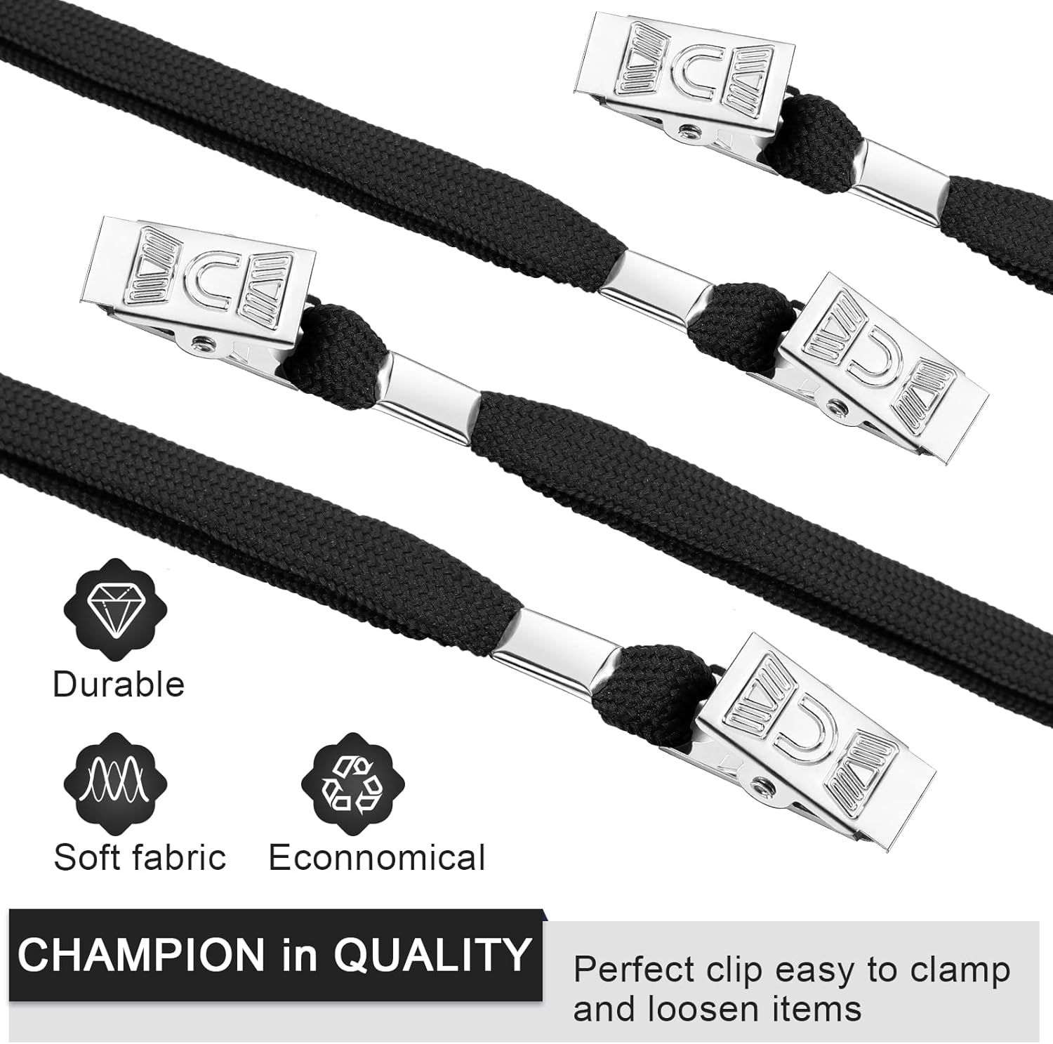 Cordones a granel con clip para cuello plano con gancho giratorio para tarjetas de identificación