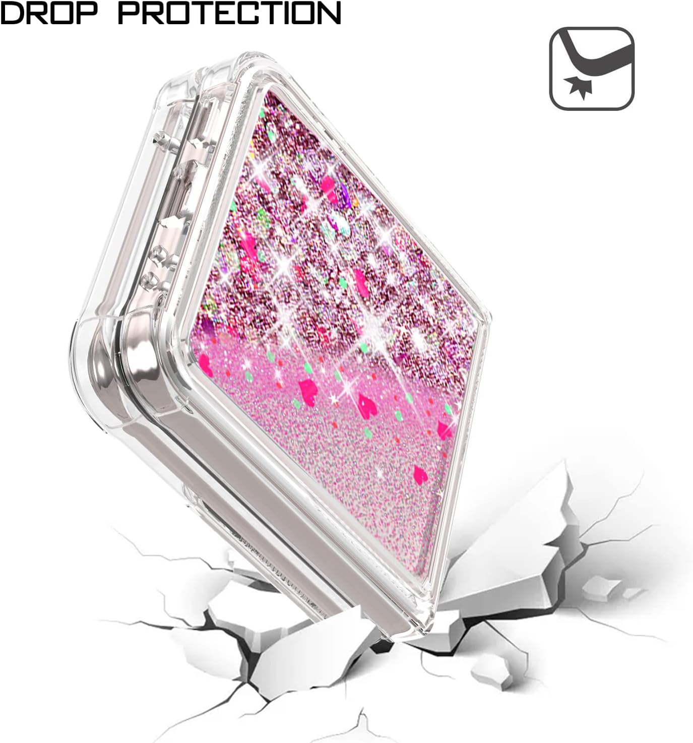 EnCases Funda para Samsung Galaxy Z Flip 4 con purpurina líquida, Galaxy Z Flip 4, funda brillante de arena movediza brillante a prueba de golpes