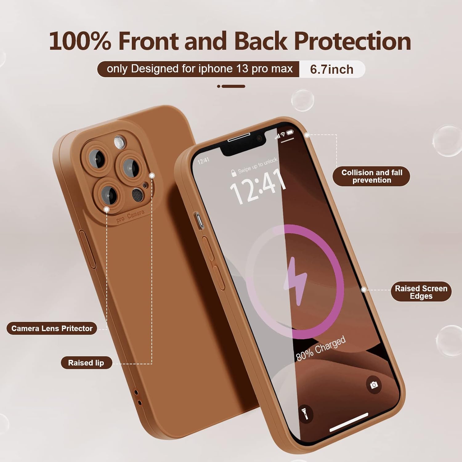 YZR Designed for iPhone 13 Pro Max Case, Soft Liquid Silicone Slim Protective Shockproof Phone Case Cover with Anti-Scratch Microfiber Lining, 6.7