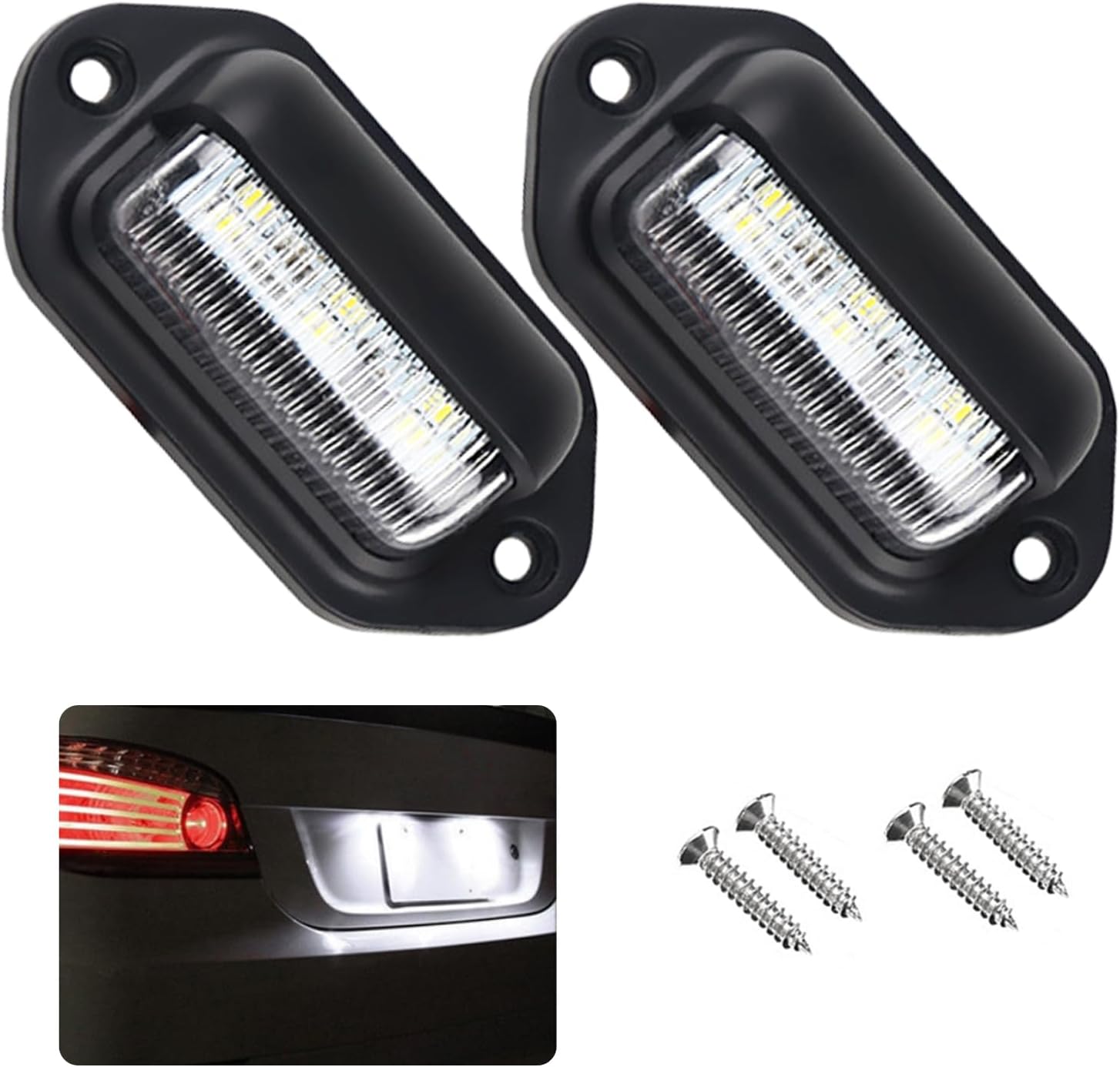 2 luces LED para placa de matrícula de 12 a 24 V, impermeables, 6 LED, luz trasera para RV, cámper, camión, SUV, remolque, camioneta, luces de