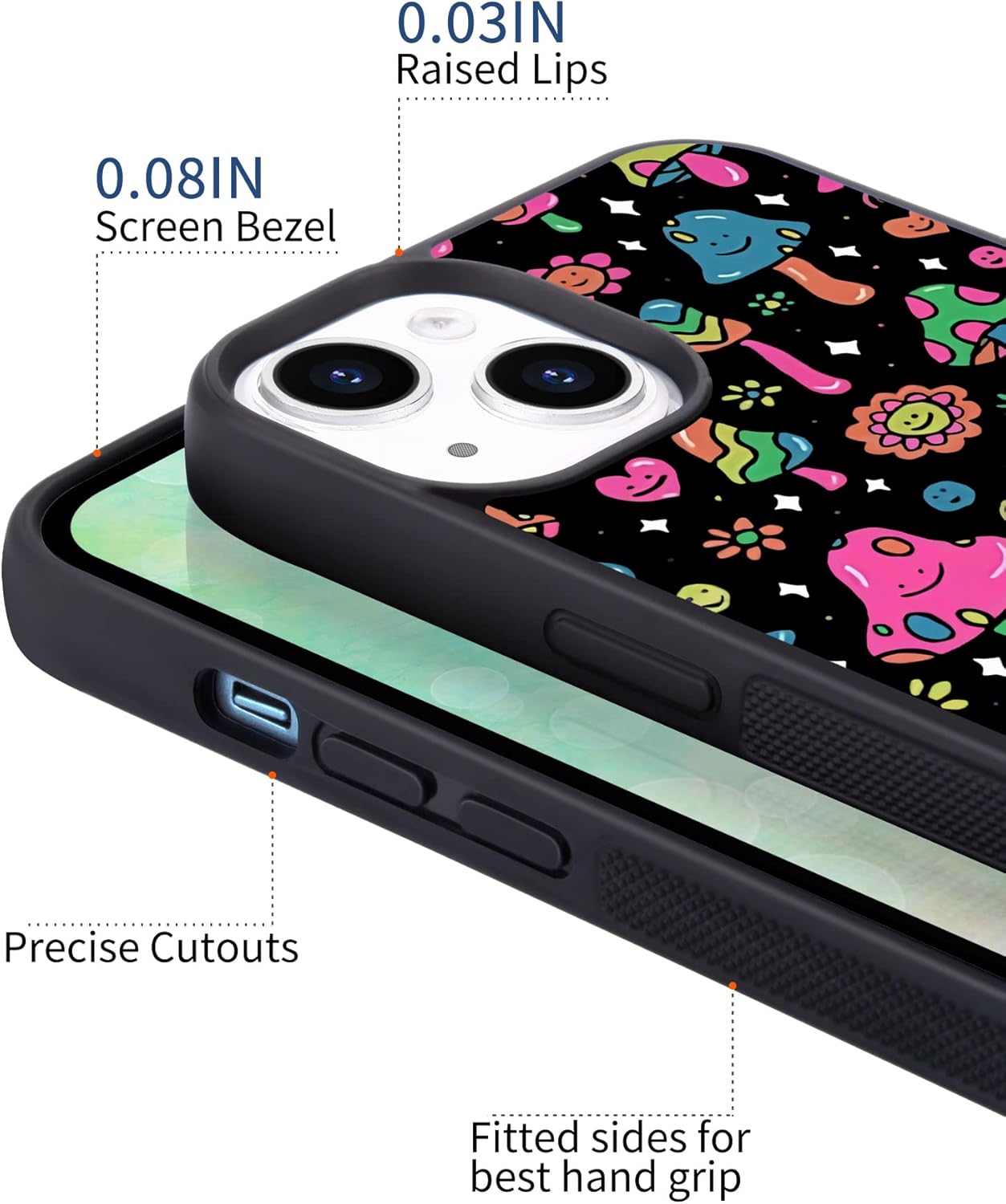 Linda funda de teléfono Mushroon para iPhone 12iPhone 12 Pro, funda de hongos TPU a prueba de golpes, funda protectora femenina para teléfono con