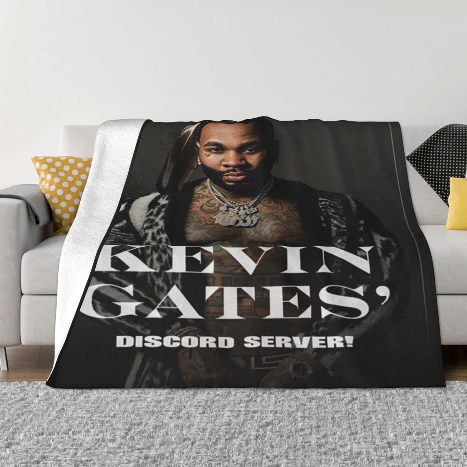 Kevin Music and Gates – Manta de franela de microforro polar ultra suave, ropa de cama cálida y ligera para sofá, silla para todas las estaciones,