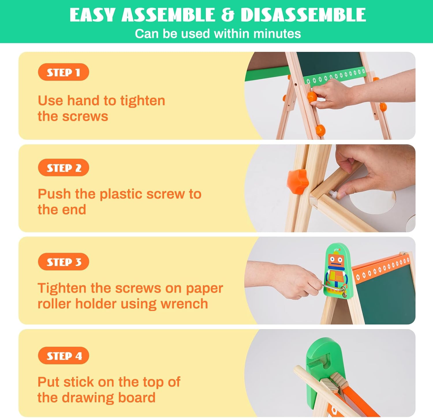 Caballete de madera plegable de doble cara para niños, pizarra blanca, caballete de arte con almacenamiento, caballete de altura ajustable para