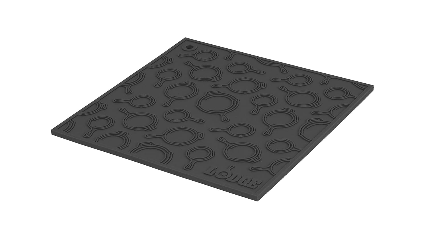 Salvamanteles cuadrados de silicona con patrón de sartén de 7 pulgadas, color negro