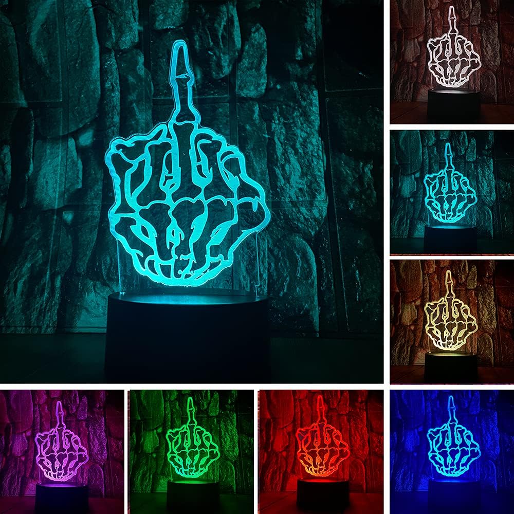 Thumbs Up – Lámpara de mesa LED con ilusión óptica 3D con control remoto, 7 colores, acrílico, luz nocturna, regalos de cumpleaños para niños