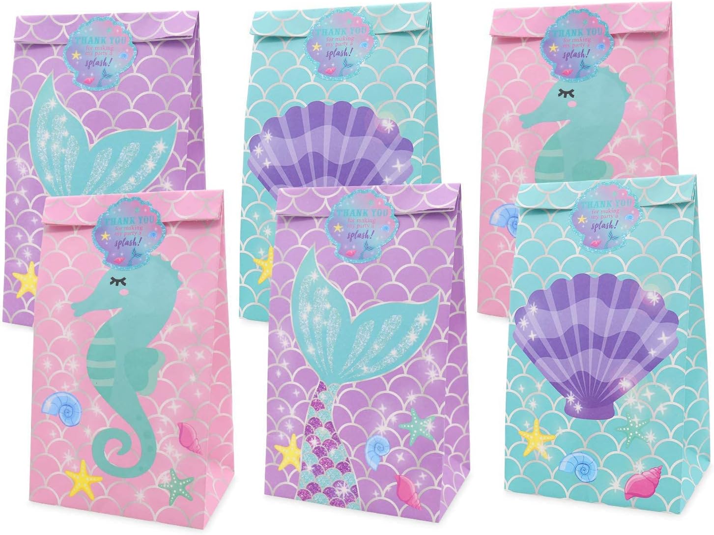 Yaaaaasss! 24 bolsas de dulces de sirenita para fiesta, bolsas de regalo de sirena, bolsas de regalo bajo el mar, bolsas de regalo para decoración