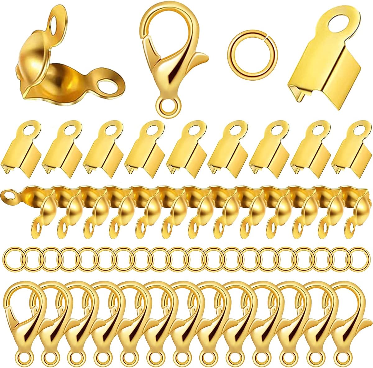 Juego de 650 piezas de accesorios para fabricación de joyas, incluye 200 cubiertas de engarce de cuentas, 200 tapas de extremo de cable plegables,
