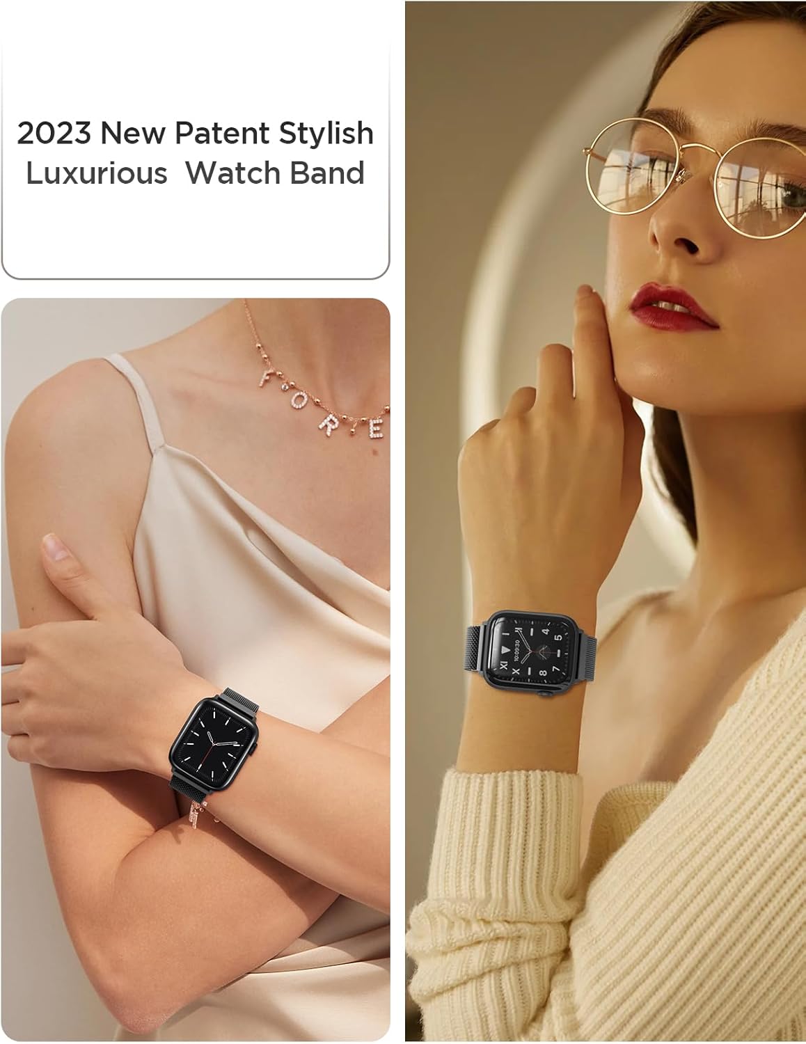 Correas de patente compatibles con Apple Watch Series 9, 8, 7, 6, 5, 4, 3, Ultra 2, 1, SE de 1.929 in, 1.772 in, 1.732 in, 1.654 in, 1.614 in, 1.575