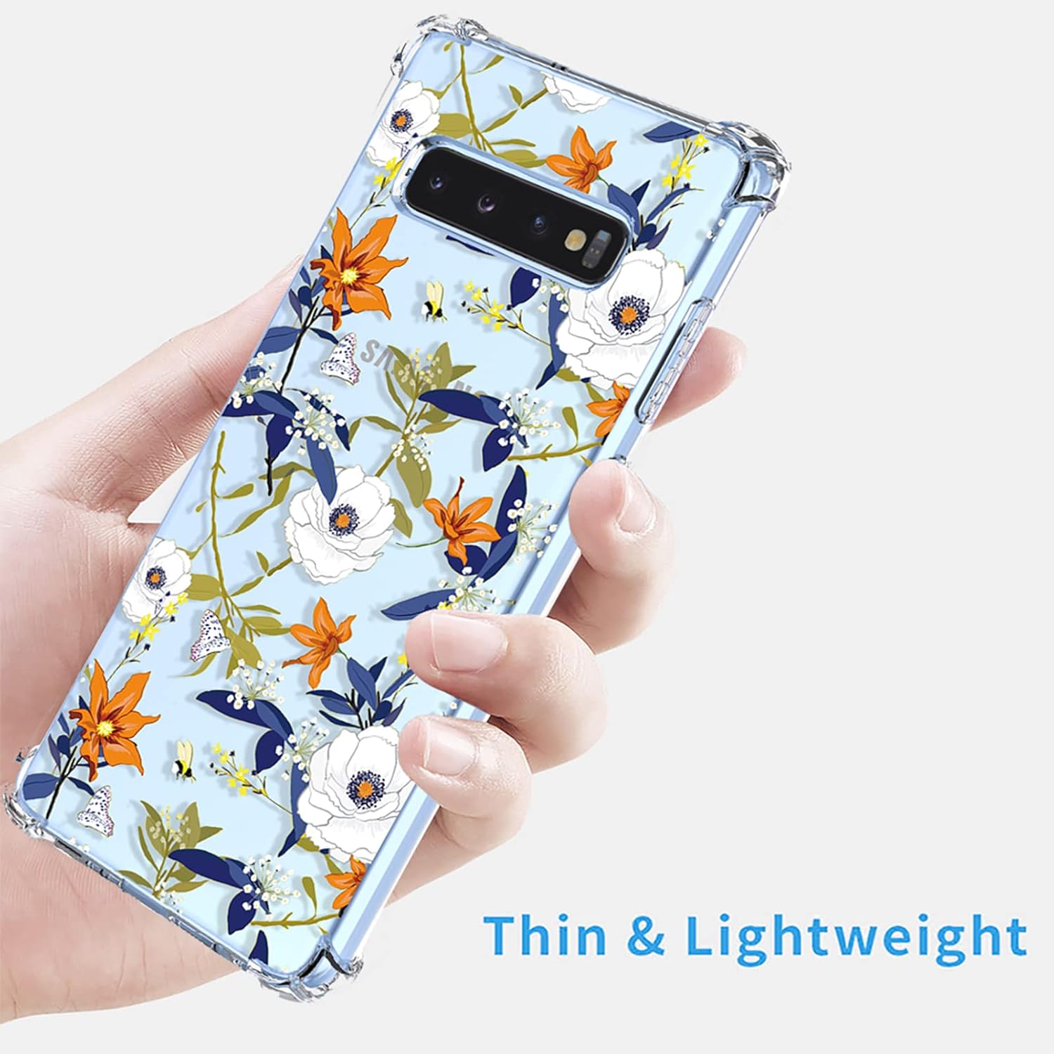 Funda para Galaxy S10 Samsung S10, diseño floral transparente, suave TPU a prueba de golpes, antiarañazos, funda protectora para Samsung Galaxy S10