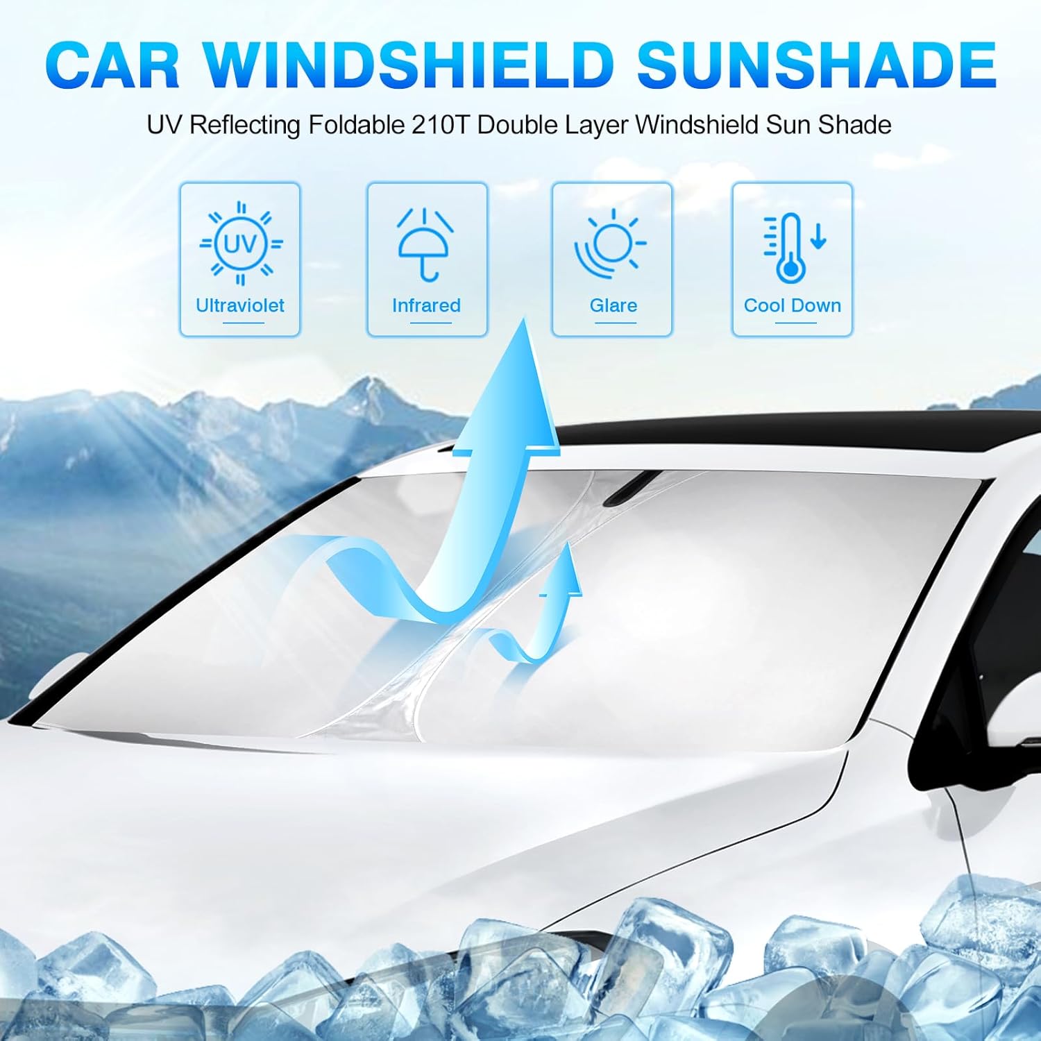 KUST Parasol para parabrisas Volkswagen Golf GTI e-Golf VW Golf R 2015-2021 de 4 puertas Hatchback protector de visera solar plegable bloquea los
