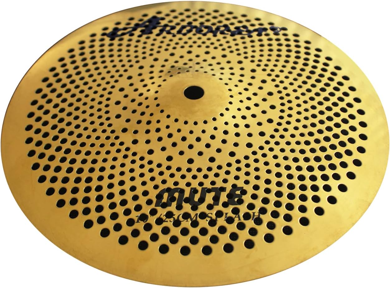 Arborea Platillo de chapoteo de bajo volumen 10 pulgadas práctica Splash platillo dorado mudo Splash platillo para batería conjunto