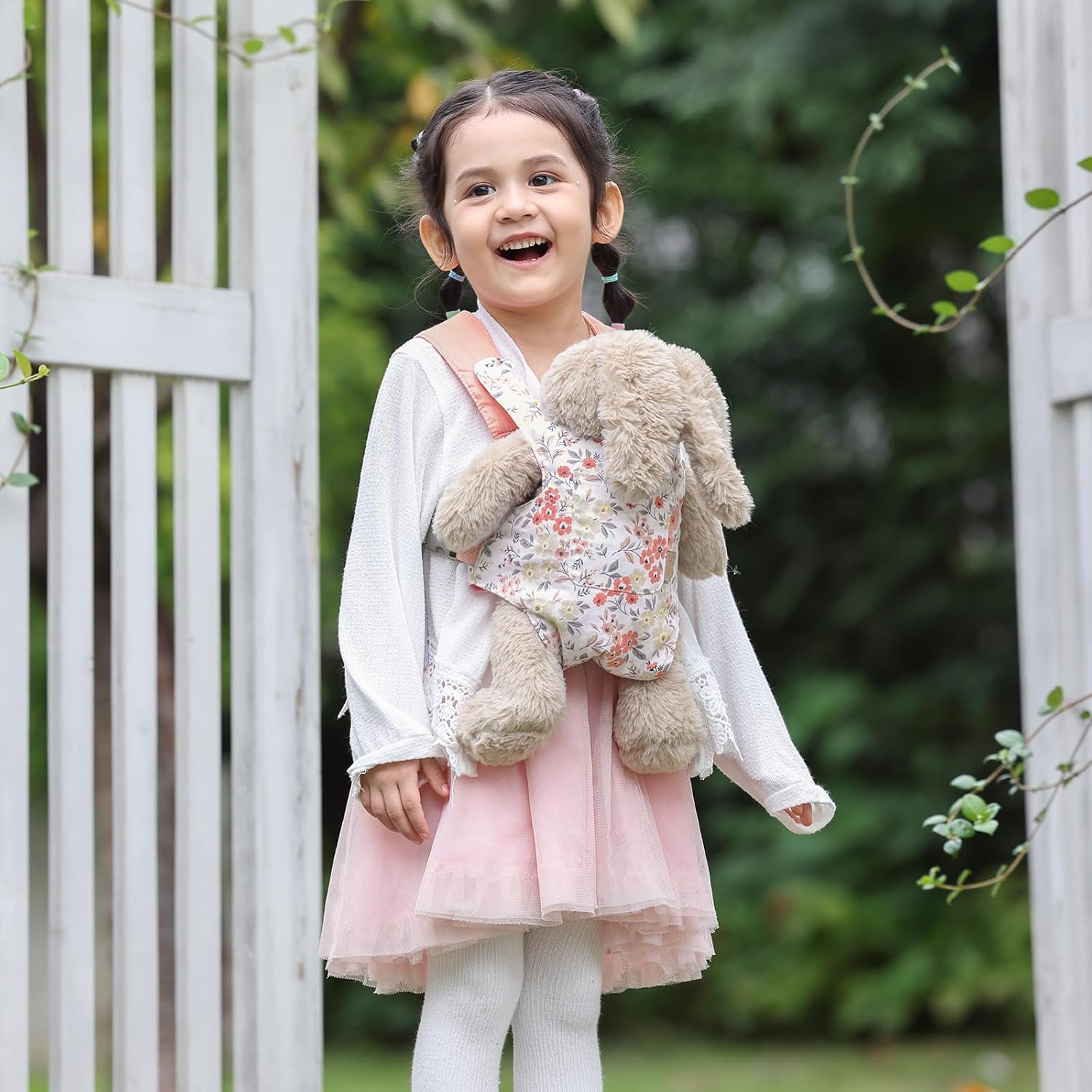 GAGAKU Portador de animales de peluche Baby Doll Accesorios Holder American Girl Bitty Baby Doll Carrier para niños pequeños – Flores de cera rosa