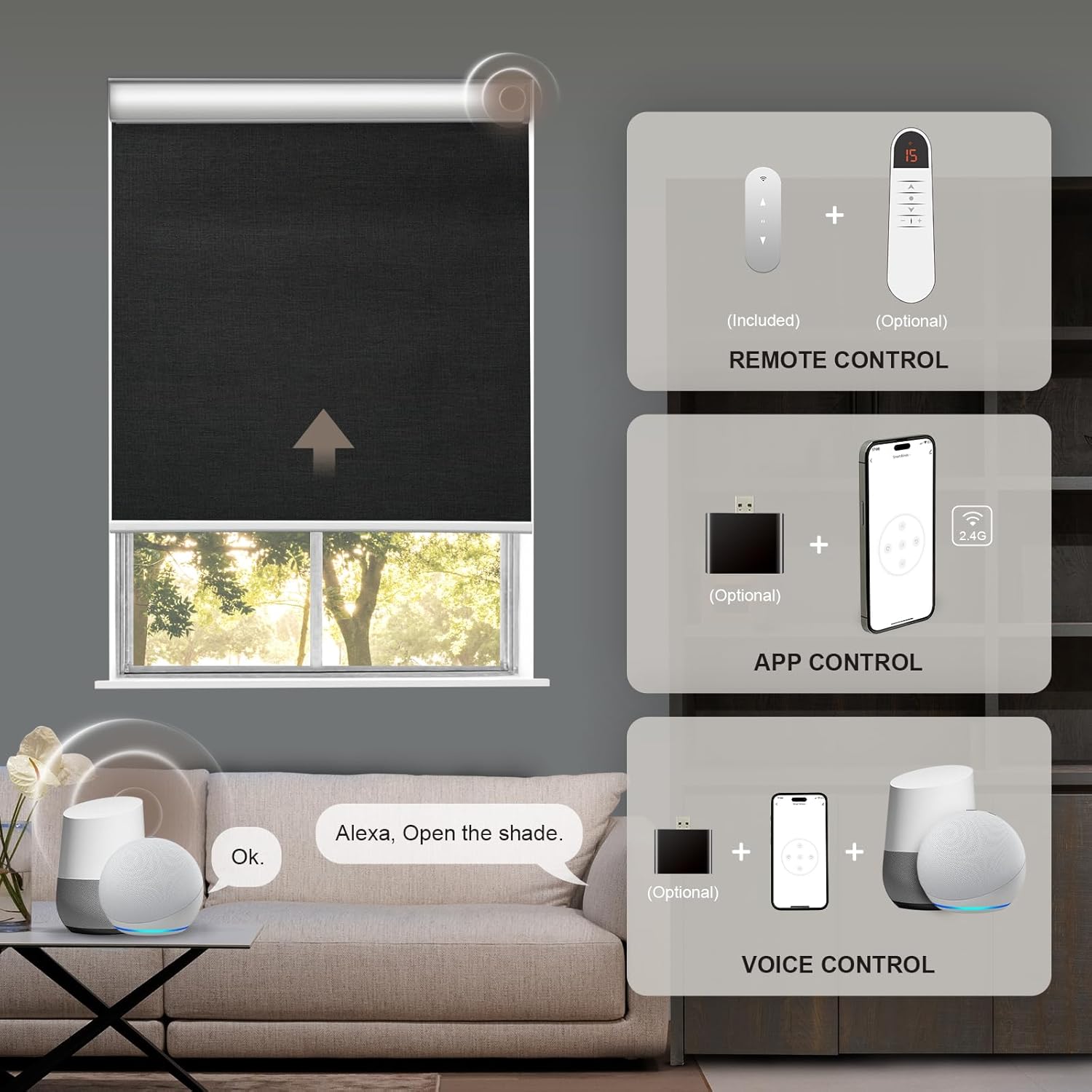 Persianas motorizadas con control remoto, persianas eléctricas con cenefa integrada, persianas automáticas para ventanas, persianas enrollables