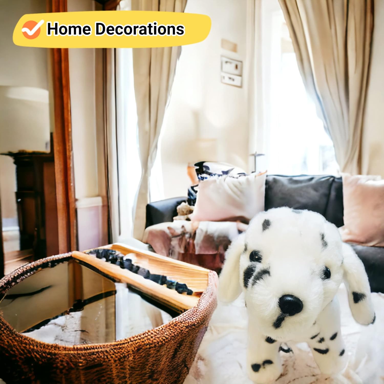 Perro dálmata realista animal de peluche, respetuoso con el medio ambiente de peluche para perros de peluche para todas las edades, 10 pulgadas