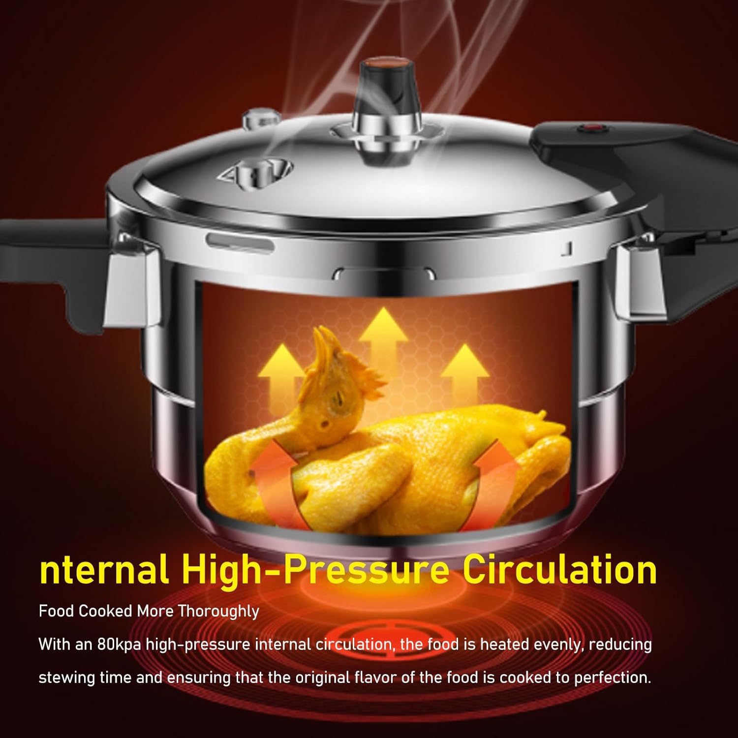 Olla a presión de acero inoxidable, olla a presión de alta presión de 80 Kpa con estante de vapor, olla a presión para cocina de inducción, gas,