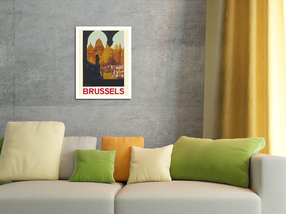 Bruselas, Bélgica – The Grand Place – Ferrocarriles nacionales belgas – Póster de viaje vintage por Frank H. Mason c.1930 – Impresión artística