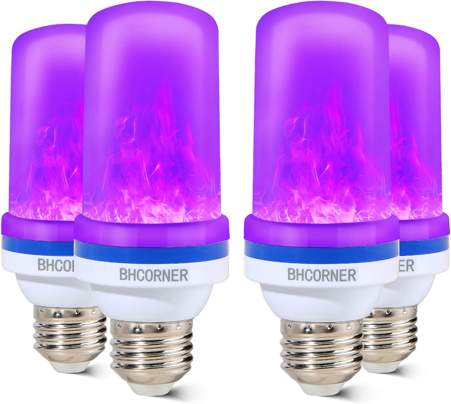 BHCORNER Bombillas LED más pequeñas de llama morada, bombillas decorativas de Halloween, base E26E27, bombillas parpadeantes moradas navideñas para