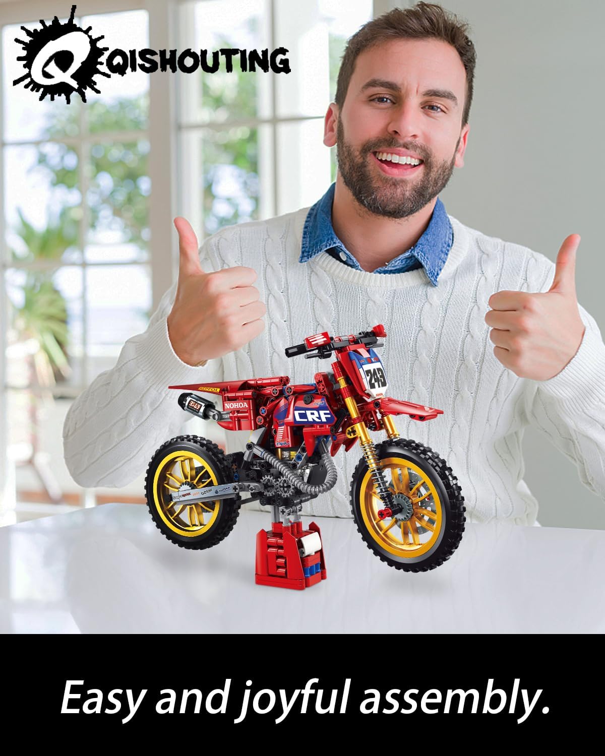 QISHOUTING Juguete de construcción de motocicleta para niños adolescentes, modelo a escala 18, bloques de construcción de moto, 559 piezas,