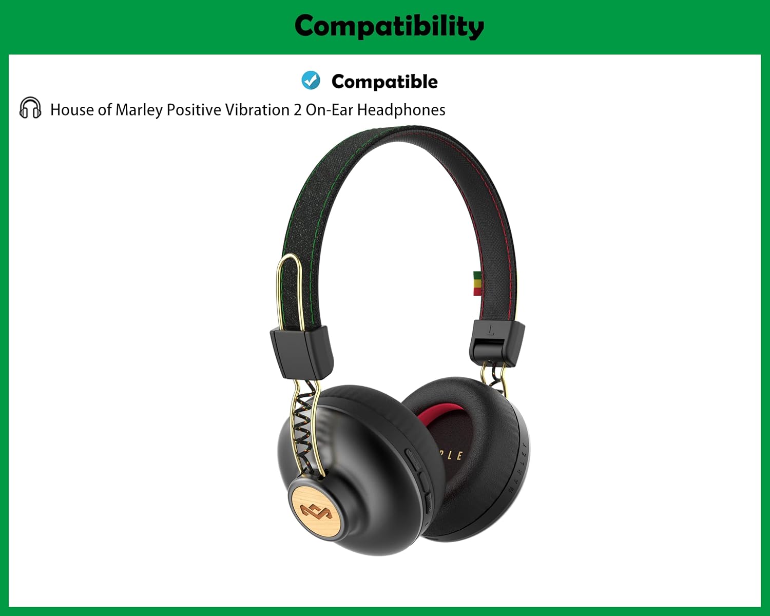 Almohadillas profesionales de repuesto para auriculares compatibles con House of Marley Positive Vibration 2