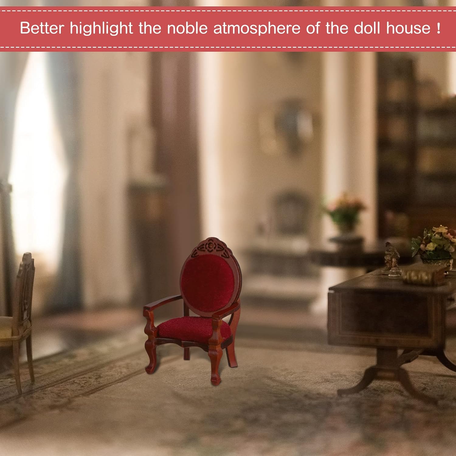 Silla de casa de muñecas en miniatura 112, muebles victorianos en miniatura, silla de casa de muñecas, silla de madera tallada para sofá individual,