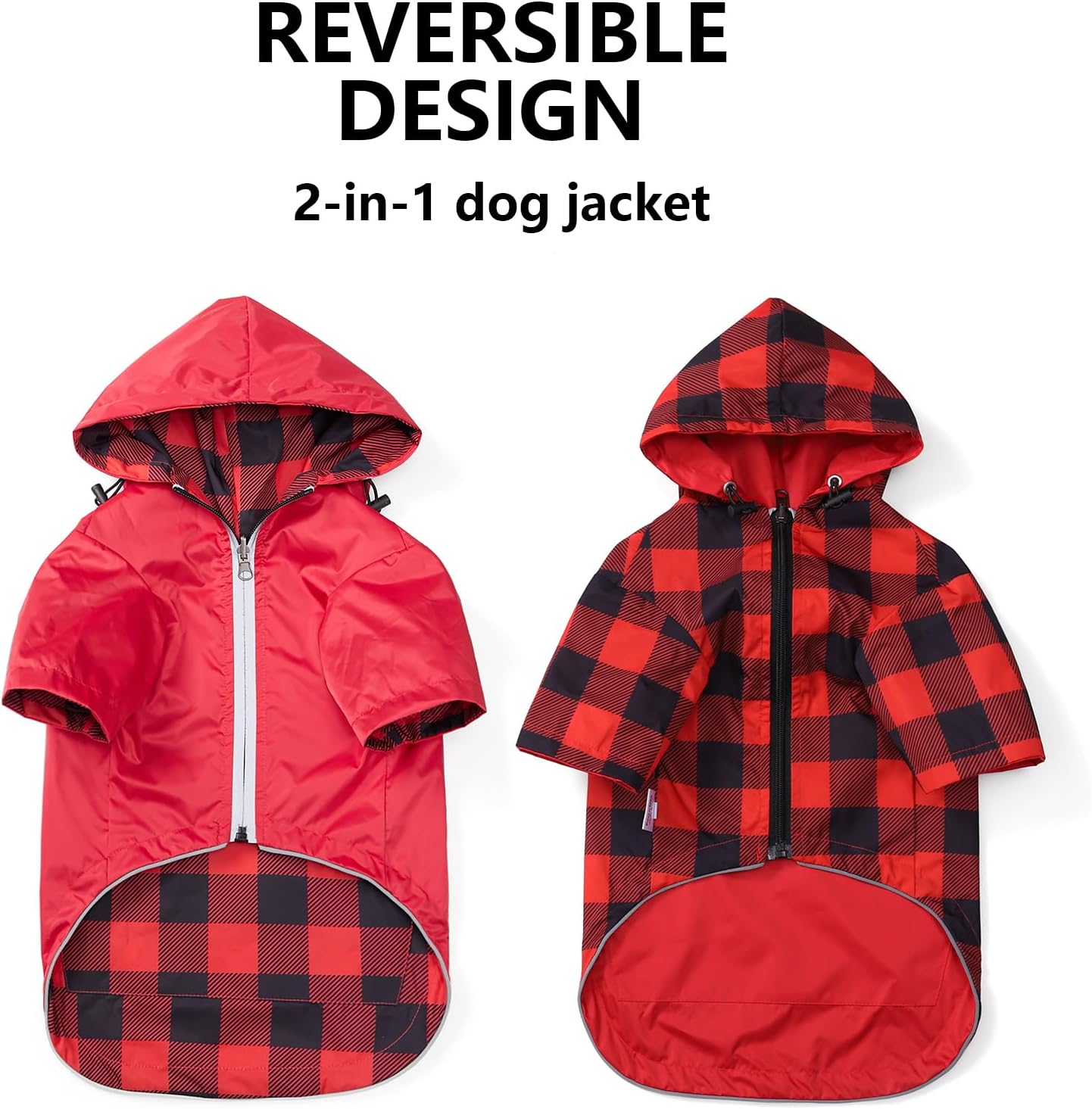Impermeable para perro, chaqueta impermeable para cachorros, con capucha para patas para perros pequeños y medianos, poncho reversible con