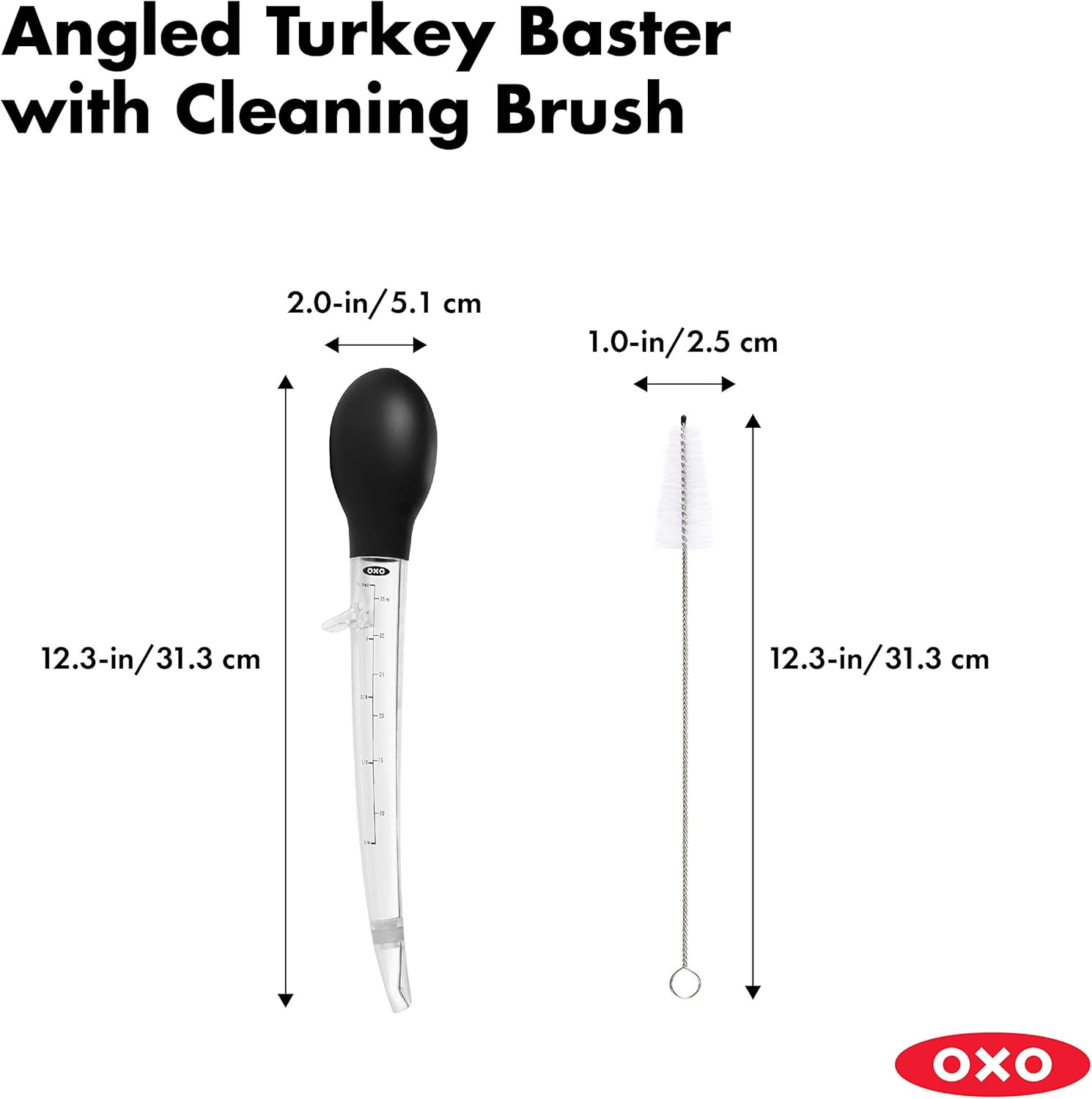 Jeringa de cocina con punta inclinada y cepillo de limpieza, de OXO, A, ClearBlack
