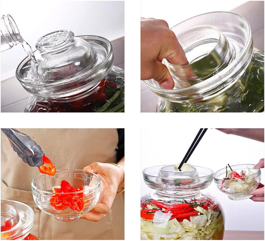 Tarro de vidrio de 1,5 litros con tapa de fermentación, kit de fermentación tradicional con tapa de sellado de agua, tarro de pepinillos para