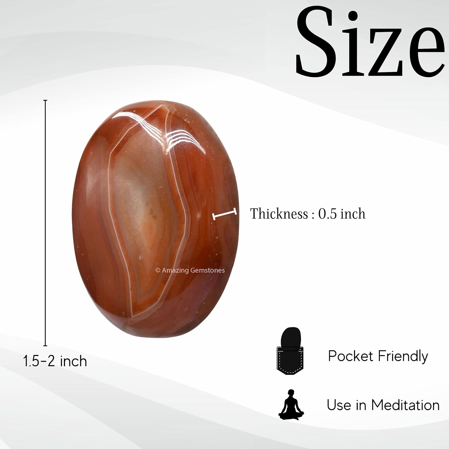 Amazing Gemstone Piedra de palma cornalina  Piedra de preocupación de masaje caliente para equilibrio natural de chakras del cuerpo, curación de