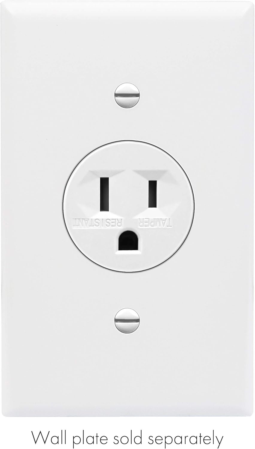 ENERLITES Tomacorriente de un solo receptáculo, resistente a manipulaciones, grado comercial, 3 cables, tornillo de puesta a tierra, 2 polos, 5-15R,