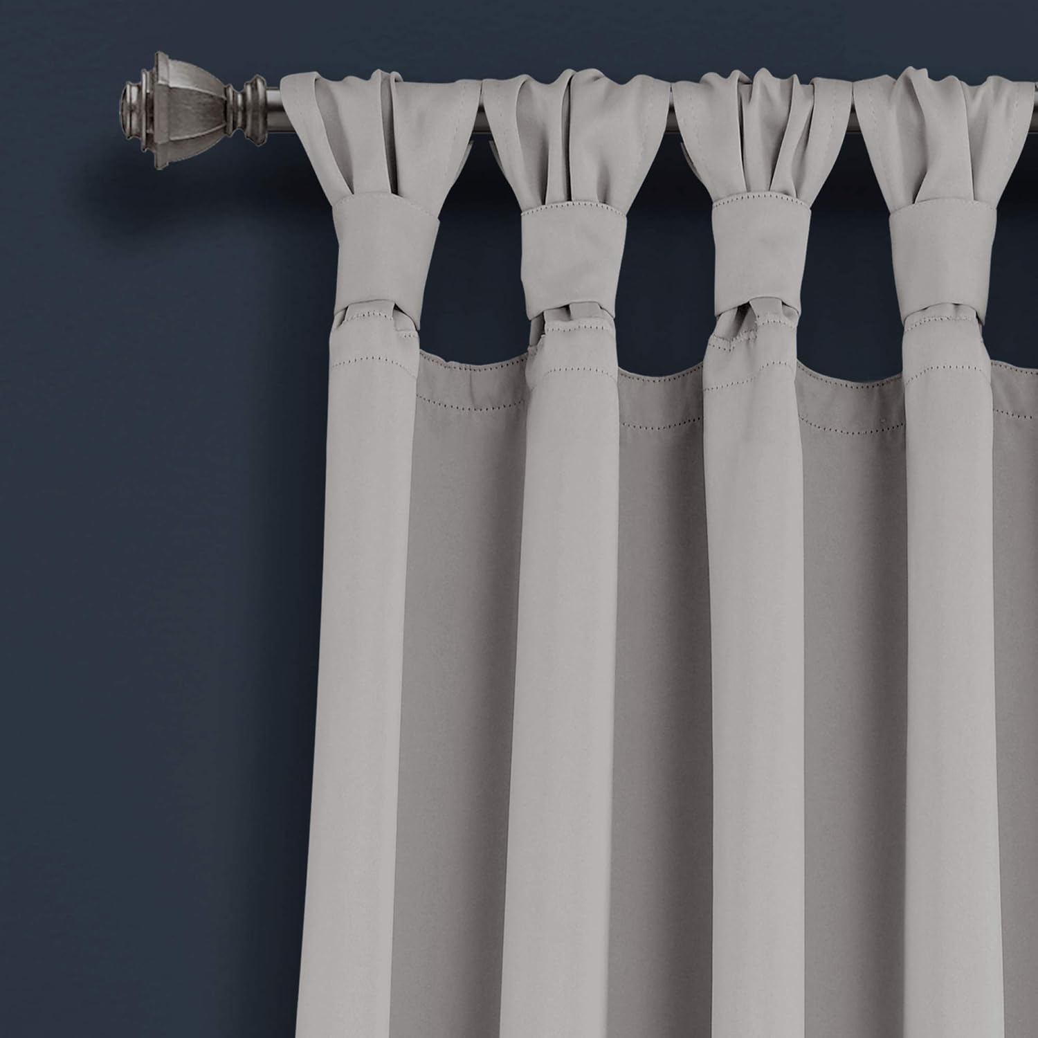 Lush Decor, Par de paneles de cortinas opacas para ventana con pestañas anudadas aisladas, color gris claro, 84 x 52 pulgadas, 84 x 52 pulgadas