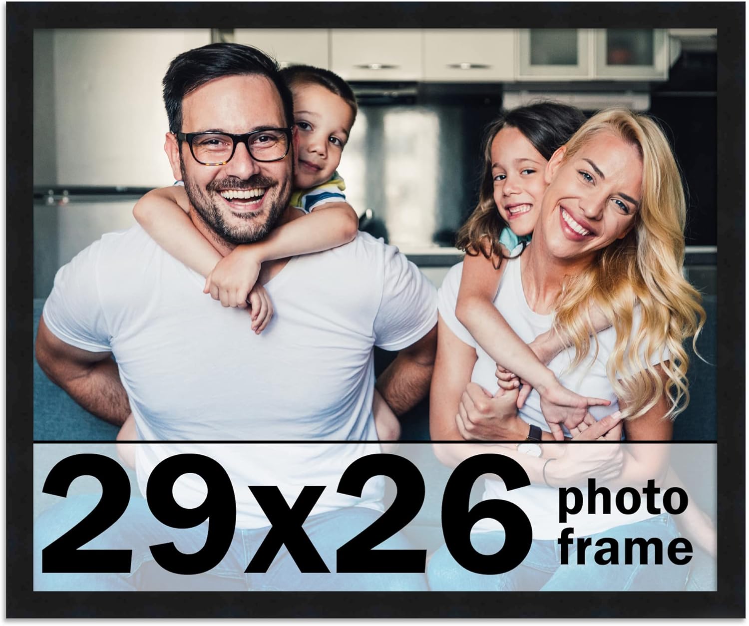 Marco de fotos negro de 29 x 26 pulgadas, marco de fotos moderno completo que incluye protector de acrílico UV, tablero de respaldo de espuma sin