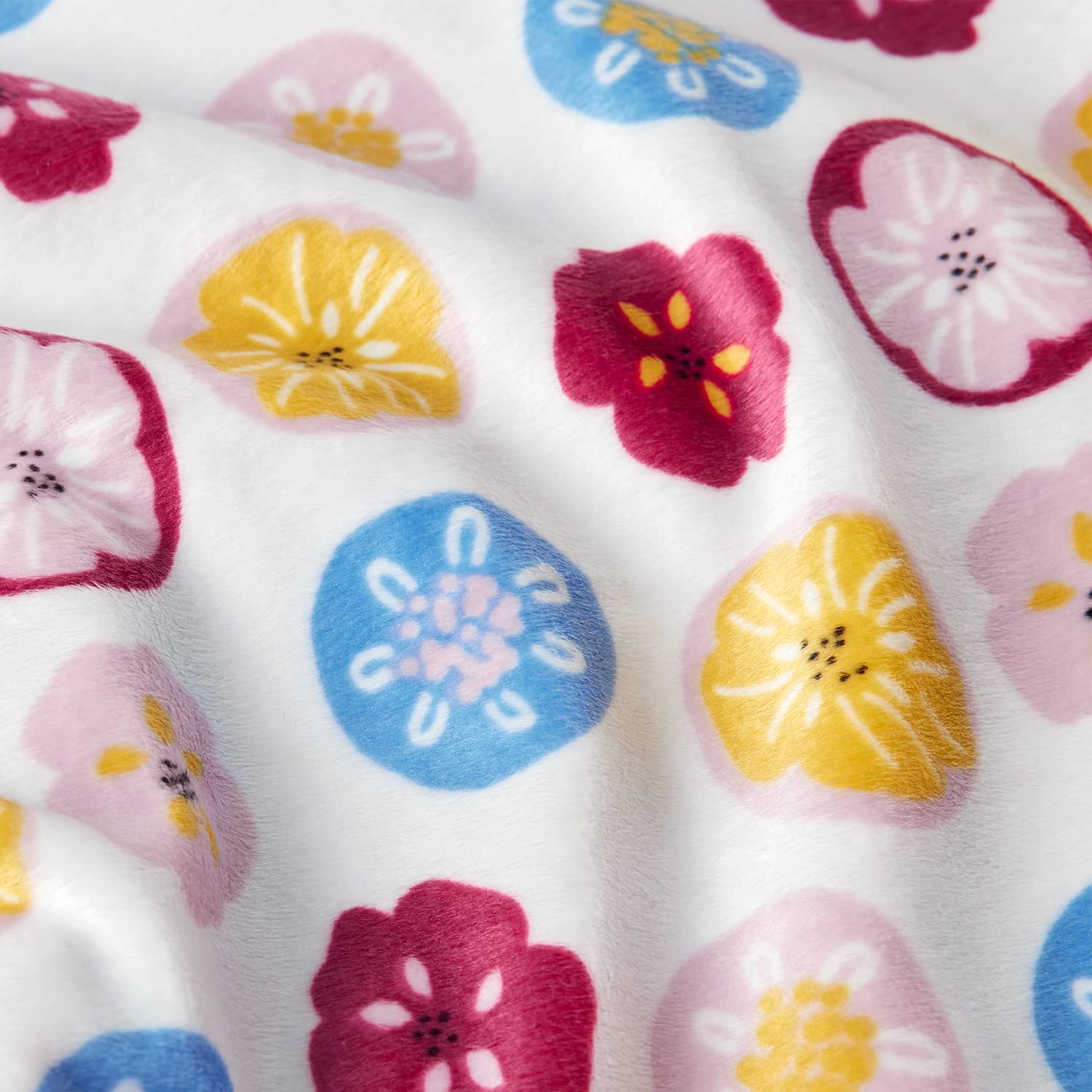 DaysU Minky – Manta de bebé de microforro polar suave y sedosa con respaldo de puntos, manta impresa de animales para niños y niñas, flor, rosa, 30