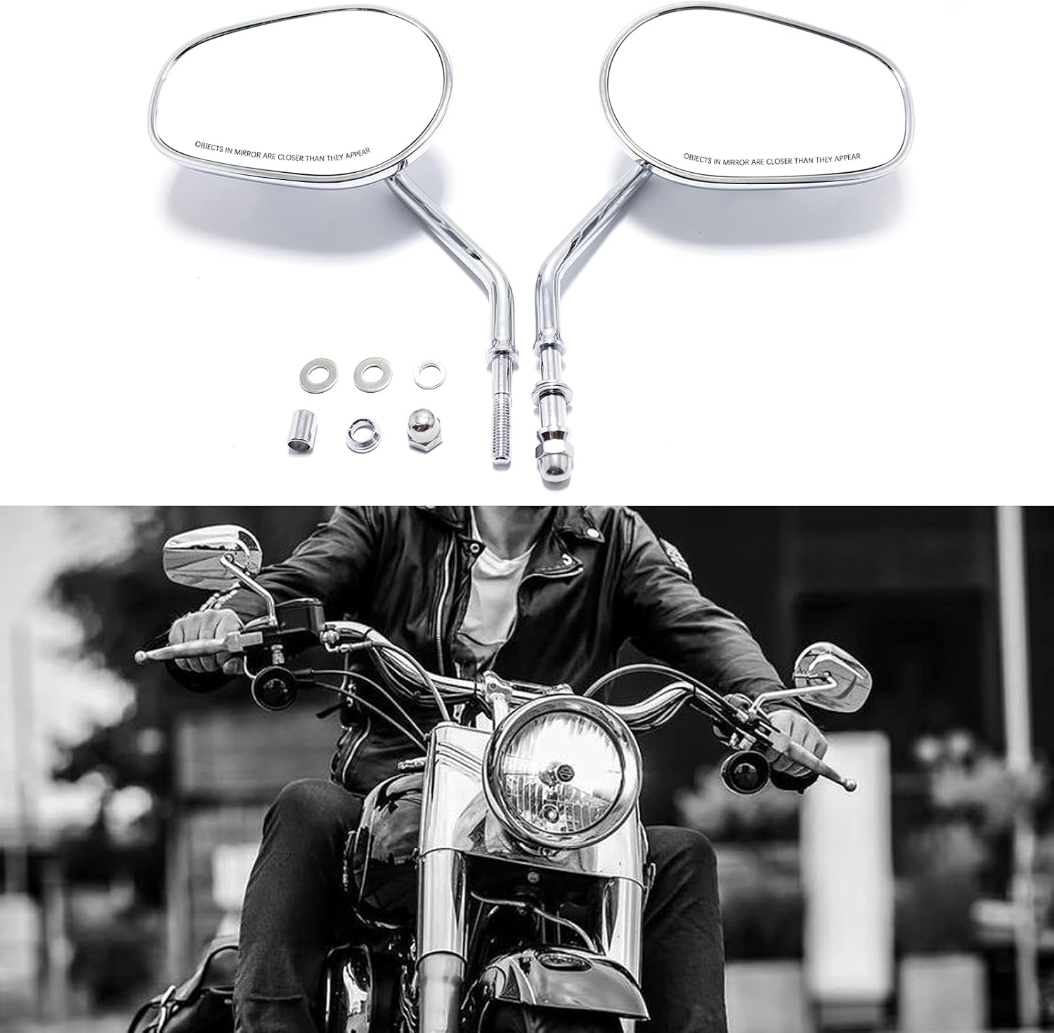 0.315 in cromo motocicleta retrovisión lateral espejos para Street Glide Road King Softail XL 883 1200 Sportster