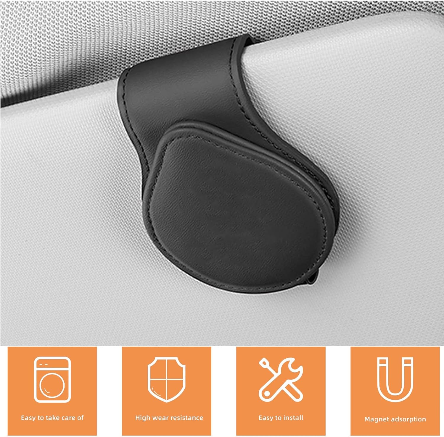 Soporte para gafas de sol para Tesla para coche, visera de cuero, marco de gafas, colgador de gafas, clip para tarjeta de montaje para modelo 3YXS,