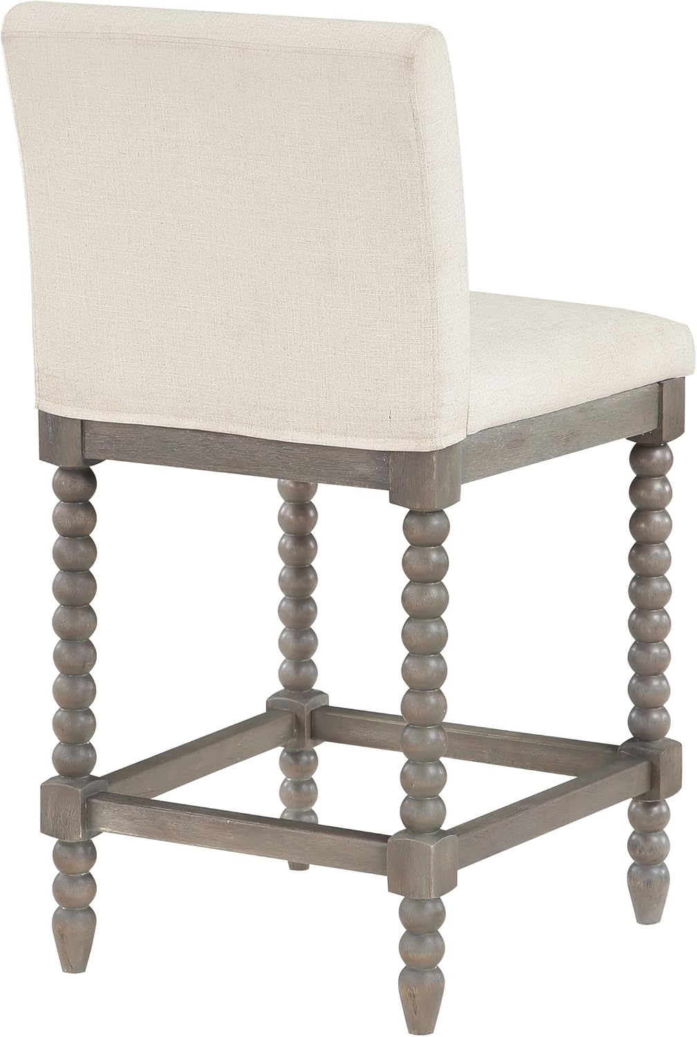 OSP Home Furnishings Abbott Spindle – Taburete de mostrador con asiento acolchado de resorte y base gris cepillado, tela de lino