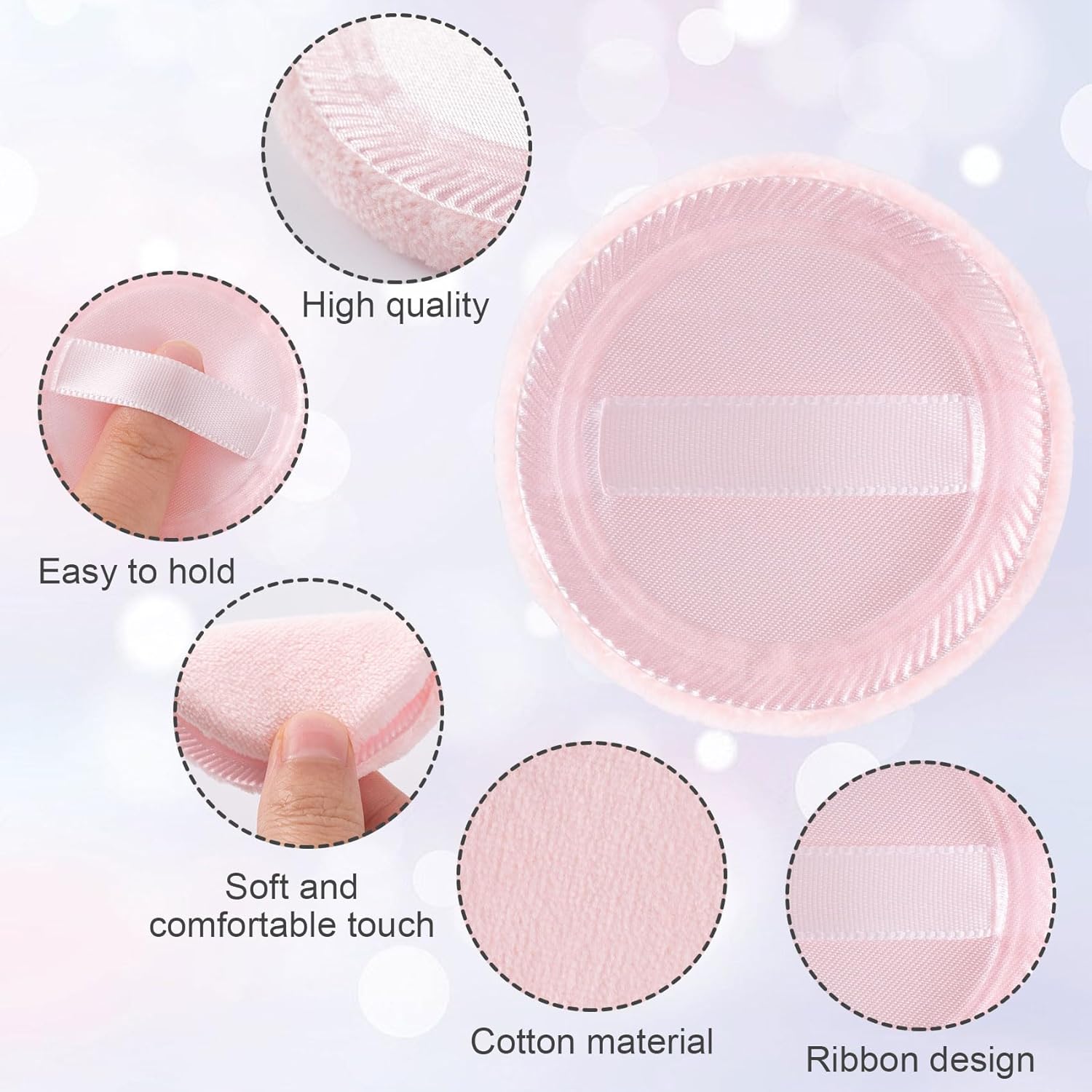 Paquete de 25 esponjas redondas de 2.36 pulgadas para aplicadores de maquillaje de base, algodón suave y agradable a la piel, esponja de terciopelo